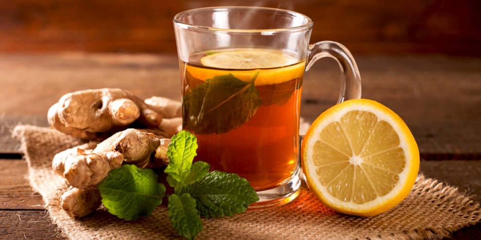 Ginger tea with lemon and mint